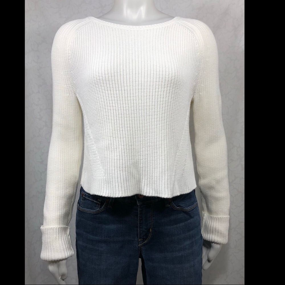 White House Black Market Crop  Sweater - White -